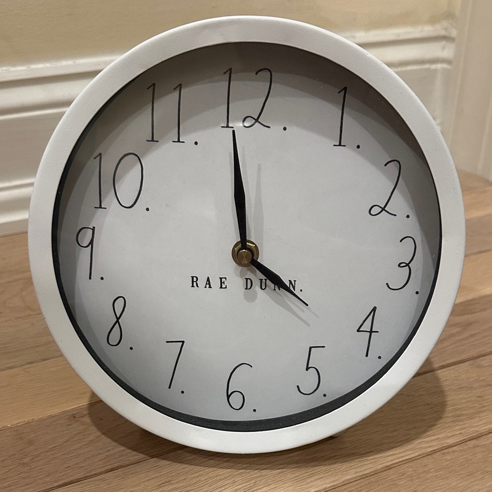 Rae Dunn Classic White Table Top Clock